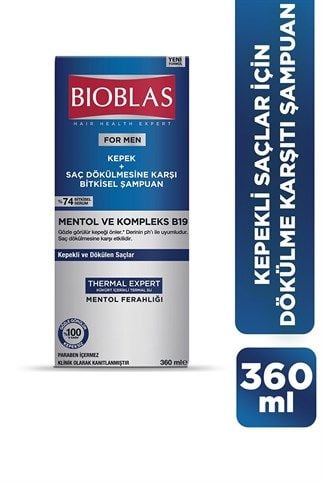 Bioblas For Men Mentol ve Komplex B19 Kepek Saç Dökülmesine Karşı Şampuan 360 ml