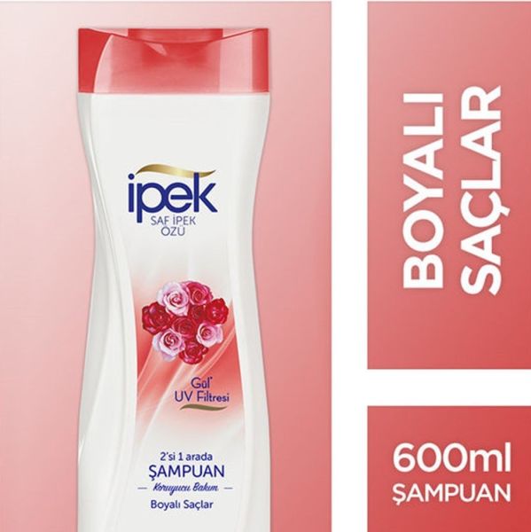 İpek 2'si 1 Arada Gül Özlü Boyalı Saçlar için Şampuan 600 ml